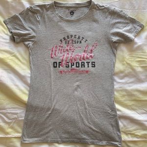 Disney Parks ESPN WWS Champion T-Shirt M Gray Pink Graphic Official Licensed